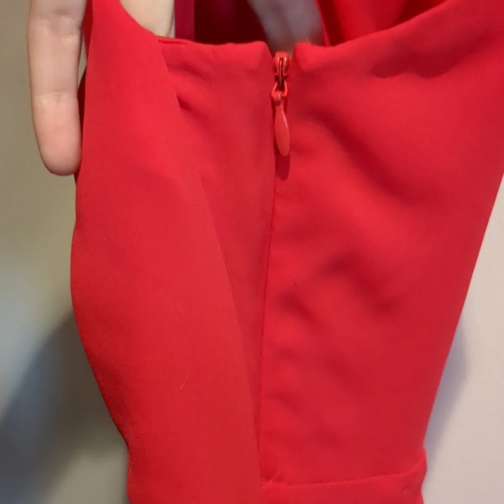 Express Fit and Flare Red/Orange Halter Dress Keyhole - Picture 8 of 12